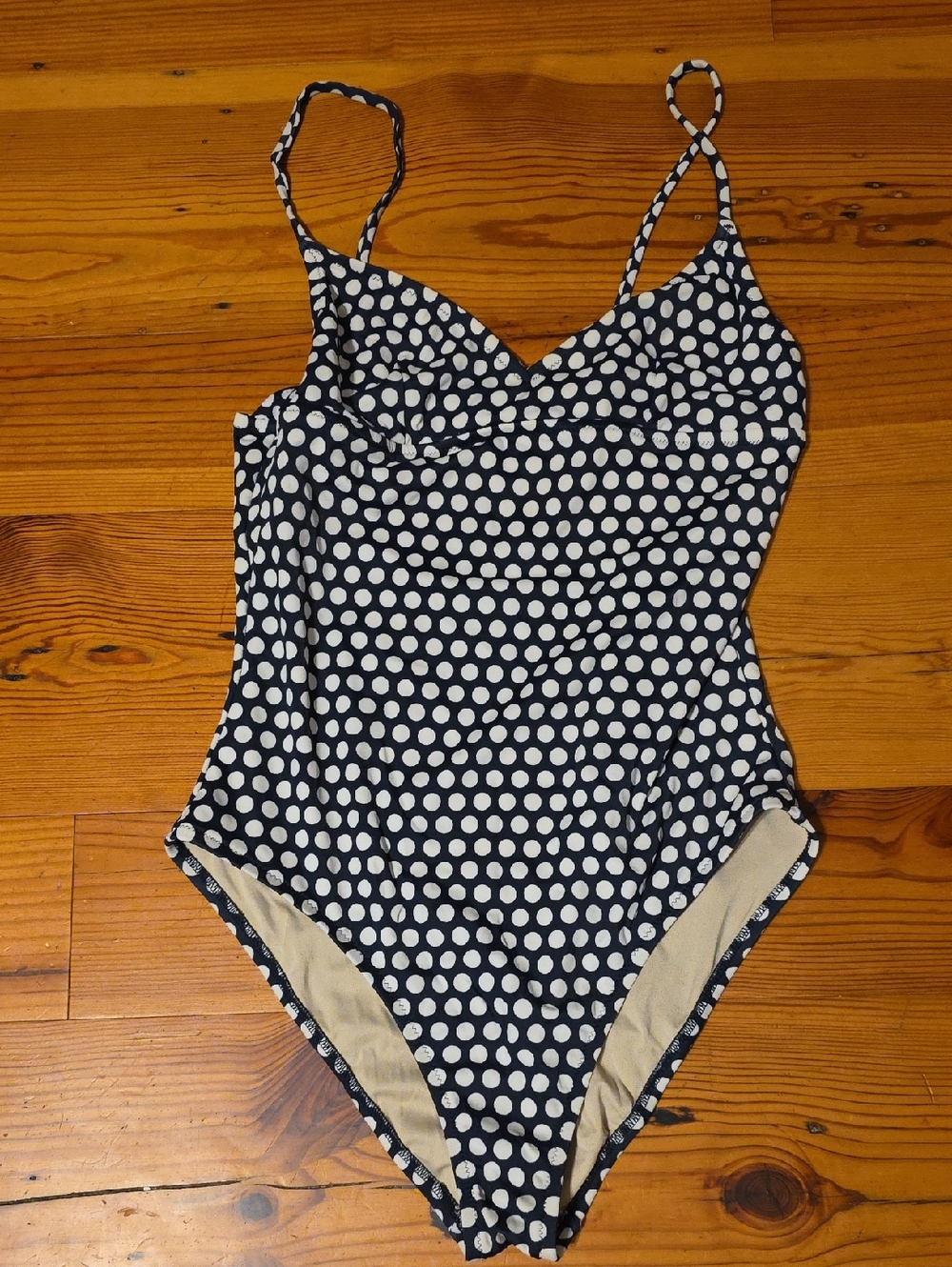 J.Crew Navy Polka Dot One-Piece Swimsuit for Women
